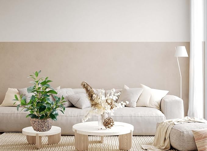 AlphaAcc 18.8 Inch Artificial Ficus Plant Indoor Faux Greenery Potted in Rattan Woven Basket Planter with Decorative Pebbles Realistic Fake Plant for Home Living Room Office Table Desk Shelf Decor