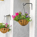 2 Pack Outdoor Heavy Duty Plant Hangers, Black Metal Wall Hooks Hanging Brackets for Flower Baskets, Bird Feeders, Lanterns, Wind Chimes, Patio Garden Porch Indoor Outdoor Use