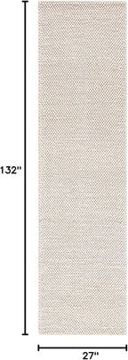 SAFAVIEH Natura Collection Runner Rug - 2'3" x 11', Grey & Ivory, Handmade Wool Blend, Textured Design, Ideal for Hallway, Bedroom, Foyer (NAT425F)