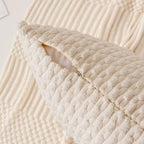 Kevin Textile 14x22 Inch Pillow Cover 1 Pack Boho Decorative Soft Striped Corduroy Lumbar Farmhouse Solid Color Accent Rectangle Cushion Case for Living Room Couch Sofa Bed, Cream White