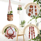 Set of 2 Macrame plant hanger with Daisies & Beads | Hanging plant holder Macrame Plant hangers outdoor and indoor hanging planters Plant stand indoor Boho Decor hanging planter stand (Cafe Latte)