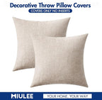 MIULEE Pack of 2 Couch Throw Pillow Covers 16x16 Inch Soft Light Brown Chenille Pillow Covers for Sofa Living Room Solid Dyed Pillow Cases