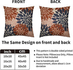 Navy Blue Burnt Orange Pink Pillow Covers 22X22 Inch Set of 2, Modern Dahlia Floral Print Decorative Throw Pillow Covers Outdoor Farmhouse Cushion Case for Home Couch Sofa Bed Decoration