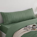 JELLYMONI Pillowcases Body Size Green 1 Pack Boho Striped Bed Pillow Covers 20x54in Polyester Envelope Pillow Shams Tufted Bohemian Textured (Pillows are not Included)