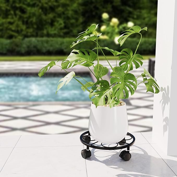 1 Pack Rolling Plant Stands with Wheels - 10.24" Plant Caddy, 360 °Rotatable and Lockable Plant Rollers, 80LB Weight Capacity, Plant Dolly for Moving Plant Wine Barrels Heavy Objects.