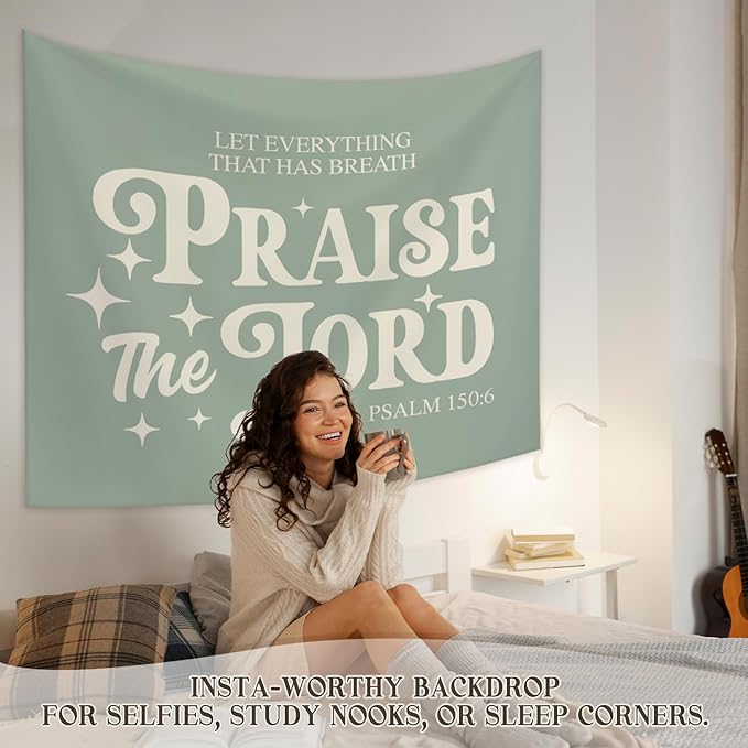 STHTTSW Sage Green Christian Bible Wall Tapestry, Inspirational Wall Decor, Wall Art Home Decor, Christian Gift for Women, Tapestry for Bedroom, Living Room Dining Room Office, 50x60 Inch
