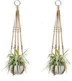 Macrame Plant Hanger Indoor Hanging Planter Basket with Wood Beads Decorative Flower Pot Holder No Tassels for Indoor Outdoor Boho Home Decor 35 Inch, Ivory (POTS NOT Included)