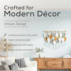 Large Macrame Wall Hanging Decor – Handmade Cotton Cord Boho Room Decor for Bedroom, Nursery, Office – 39” W x 29.5” L (Silver, Gold, White)