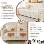 Couch Cover for Dogs, Boho Sofa Covers for 3 Cushion Couch, Chenille Sofa Slipcover for Pets Washable, L-Shape Sectional Loveseat Cover Soft Throw Blankets with Tassels(91x118,Striped Beige)