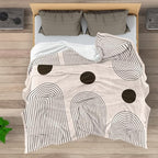 Modern Abstract Blankets Black Beige Boho Throw Blanket Boho Blanket Double Sided Flannel Throw Blanket,Suitable for Adults Children on The Sofa,Car,Bed Nap Warm Comfortable Blanket 70"X80"