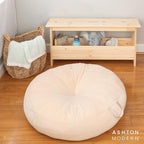 Large Floor Cushion for Kids - 32 inch Cream Round Floor Pillow for Kids Classroom, Throw, Decorative Pillow, Lounger Reading Nook