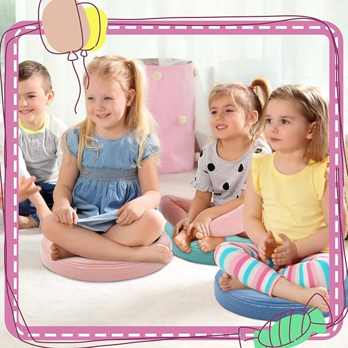 Juexica 4 Pcs Extra Thick Flexible Seating Floor Cushions Assorted Colored Pillow Floor Cushions for Classroom Soft Flexible Seating for Kids Learning Sitting Daycare School Chair (Mixed Colors)