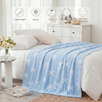 WRENSONGE Throw Blanket Vertical Stripes Bowknot Blue Soft Cozy Fluffy Warm Throw for Couch Sofa Bed Camping Picnic Travel Lightweight - 50"*60"
