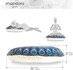 Mandala Life ART Bohemian Yoga Décor Floor Cushion Cover - Round Mediation Pillow Case - Hand Printed Organic Cotton Pouf (Pouf Cover 30", Blue Peacock)