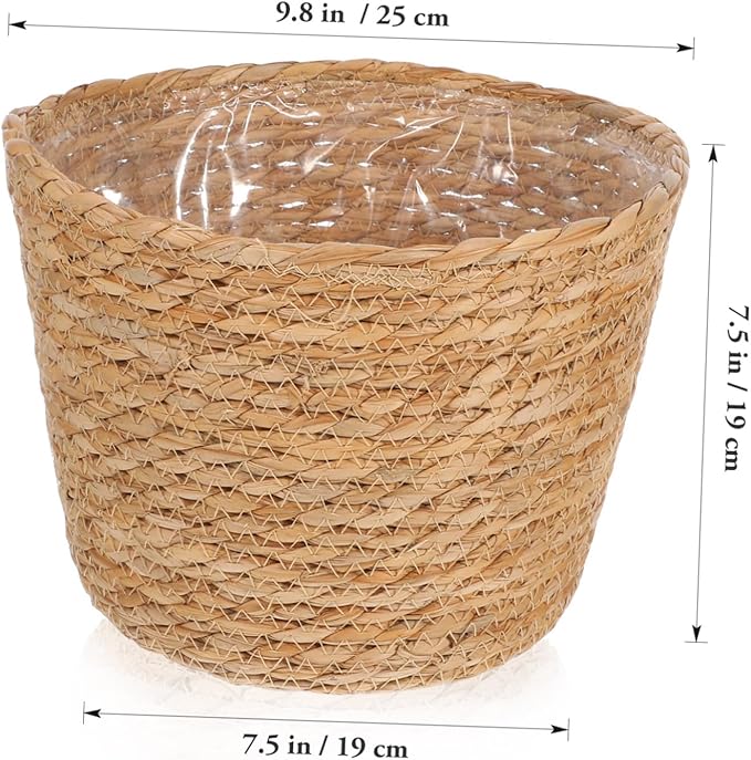 SUPVOX Boho Style Rattan Plant Pot Woven Basket for Indoor Plants Decorative Flower Container Indoor Liner