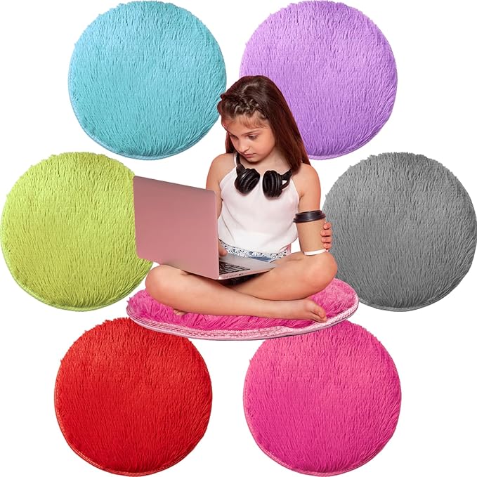 6 Pcs Kids Carpet Circle Seats 16" Kids Round Soft Warm Floor Rug Mat for Classroom, Home School Story Time, Group Activity Educational Learning Playing Areas (6)