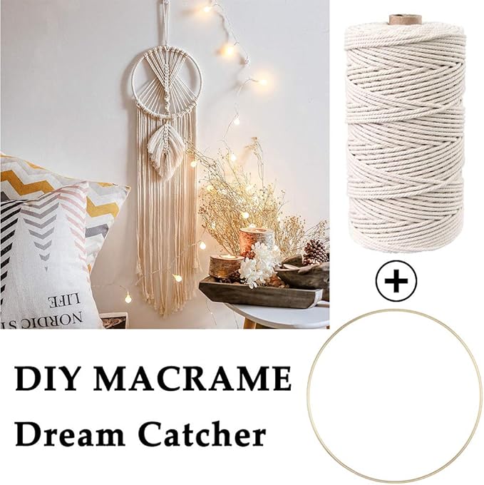 152pcs Macrame Kit for Beginners: Natural Cotton Macrame Cord, Wooden & Metal Rings, Beads, Sticks & Hoops - Perfect for Macrame Plant Hangers & Home Decor