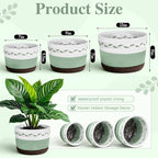 Remerry 3 Pcs 7" 9" 13" Cotton Rope Plant Baskets Indoor with Plastic Liner 3 Colorful Straw Woven Plant Basket Indoor Green Round Wicker Basket for Living Room Floor Potted Pots Decor
