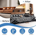 VClife Minimalism Tribal Couch Cover Non Slip White Black Geometric Jacquard Sofa Cover Washable Bohemian Style Aztec Couch Slipcover for Sectional Couch Chenille Furniture Protector 71''x134''