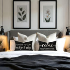 Black and White Christian Throw Pillow Covers 12x20 Inch Set of 2 – Relax God’s Got This/Give It to God and Go to Sleep – Inspirational Lumbar Pillowcase for Couch or Bed Decor