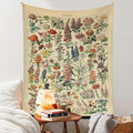Vintage Flowers Tapestry 80”x60”, Long Vertical Wall Hanging Reference Illustrative Botanical Tapestries for Bedroom Aesthetic Floral Tapistry Botanical Plants Tapestry Wall Hanging Cute Bedroom Decor