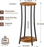 2-Pack Plant Stand Indoor Outdoor, 2-Tier Round Flower Pot Holder with Rustic Brown Finish, Corner Plant Shelf for Balcony, Garden, Patio or Living Room