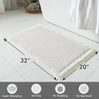 MIULEE Set of 2 Waffle Bathroom Rugs, Boho Bath Rugs Non Slip Washable, Super Absorbent Bath Mats, Ultra Soft Rubber Backed Shower Mats for Bathroom Floor, Tub and Shower, White, 20x32 Inch