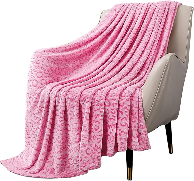 MACEVIA Flannel Fleece Twin Blanket for Couch, Pink 3D Cheetah Blanket for Adult, Lightweight Warm Cozy Soft Leopard for Bed Sofa 260GSM, Suitable for All Seasons (Pink Leopard,60x80inches)