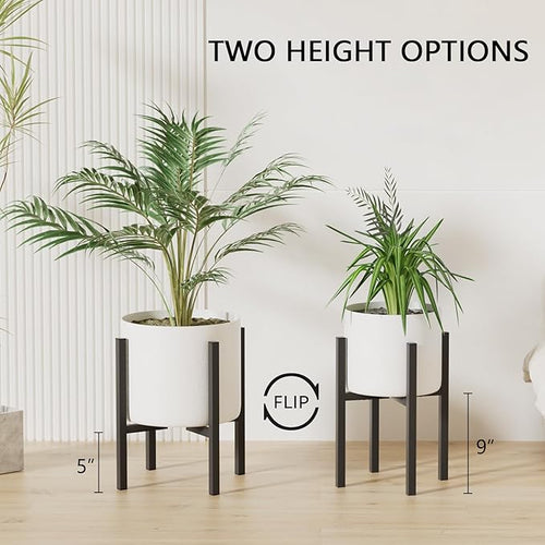 Adjustable Metal Plant Stand Indoor Outdoor - Fits 8 to 12 Inches Pots - Mid Century Modern Planter Stand Single Floor Flower Pot Holder Home Decor for Gardening Gifts