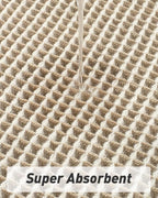 AMOAMI Upgraded Waffle Bath Mat, Super Absorbent Non Slip Bath Mats for Bathroom Floor, Washable Bathroom Rugs with Tassels, Rubber Backed Bathroom Mats, Ultra Soft, 20" x 32", Brown & Cream