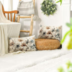 AVOIN colorlife Poppy Flowers Chinoiserie Throw Pillow Covers, 12 x 20 Inch Seasonal Fall Leaves Cushion Case Decoration for Sofa Couch Set of 2