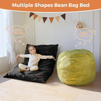MAXYOYO 3 in 1 Kids Bean Bag Chair Bed, Convertible Chair Folds from Bean Bag to Lounger, Child Floor Sofa for Gaming, Reading, Floor Mattress with High-Density Foam Filling