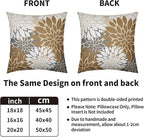 Brown White Grey Gray Pillow Covers 16X16 Inch Set of 2, Spring Modern Geometry Dahlia Floral Print Decorative Throw Pillow Covers Outdoor Farmhouse Cushion Case for Couch Sofa Bed Decor