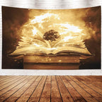 EMMTEEY Vintage Book Wall Tapestry for Bedroom 60X40 Inch - Knowledge Tree Wall Art Dark Academia Witchy Backdrop for Study Room Office