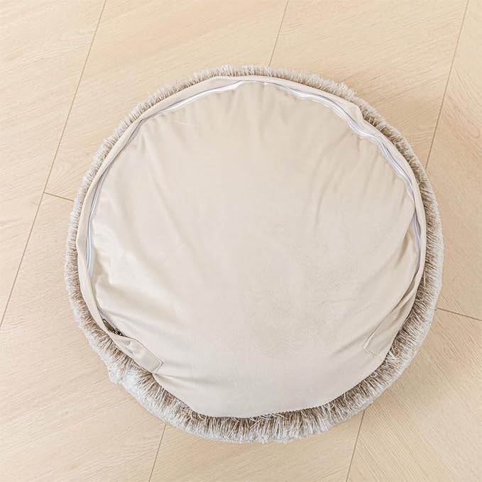 Asuprui Soft Floor Pillow Large Floor Cushion for Sitting Fur Meditation Pillow Premium Yoga Pillow for Living Room Bedroom Balcony Outdoor (Snow Coffee Floor Pillow with Insert)