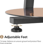 BEWISHOME Round End Table Tempered Glass Side Table with Metal Frame, Accent Table Nightstand Bedside Table with 3-Tier Shelves, Small Round Table for Living Room Bedroom Tawny KTZ41S