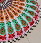 CRAFT KALA 22 Inch Meditation Floor Pillow Cover Round Pillow Seating Hippie Decorative Adults Bohemian Mandala Cushion Cover Outdoor Living Room Throw Ottoman Poufs Cover 22", Musturd Mirchi