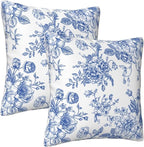 Chinoiserie Blue and White Flowers Pillow Covers 20x20 Set of 2, Vintage Blue Floral Throw Pillow Covers Outdoor Decorative Pillow Case for Couch Bed Sofa Cushion Home Decor