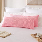 Kevin Textile Valentines 14x36 Inch Long Lumbar 1 Pack Boho Decorative Throw Pillow Cover Soft Striped Corduroy Rectangle Cushion Case Farmhouse Accent for Living Room Couch Sofa Bed, Pink