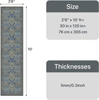GENIMO Floral Washable Runner Rug 2’6”x10’, Non-Slip Long Hallway Carpet for Entryway, Kitchen, Indoor Floor Use, Vintage Boho Soft Thin Rug Décor, Dark Blue