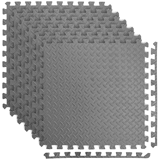 Art3d 24 Sq.Ft Eva Puzzle Exercise Mats, 1/2" Thick Foam Interlocking Tiles for Gyms, Flooring, Workout, Gym Equipments, Pack of 6, Grey