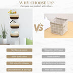 TeoKJ Over the Door Hanging Baskets, 3-Tier Woven Cotton Storage Organizer Bag Decorative Nursery Kitchen Baskets，Gradient Brown