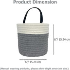 Cotton Rope Hanging Baskets for Organizing 2 Pcs Round Small Wall Basket with Handles Woven Organizer Storage Basket for Kitchen Bedroom Living Room Office(6”x6”, Light Dark)