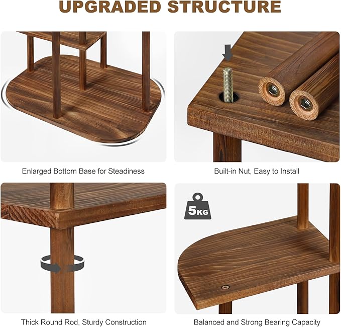 5 Tier Wood Plant Stand for Multiple Plants Indoor Plant Shelf Multi-Tier Flower Pot Holder Corner Display Rack