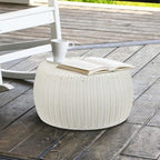 Resin Wicker Storage Stool or Side Table, White