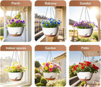 Hanging Planter for Indoor Plants, 10 Inch Self-Watering Hanging Planters with Drainage Holes and Chain, Set of 2 Outdoor Hanging Pots for Garden Home