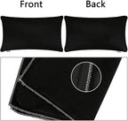 Thmyo 4-Pack 100% Cotton Lumbar Comfortable Solid Decorative Throw Pillow Case Rectangle Cushion Cover Sublimation Blank Pillow Covers Christmas DIY Throw Pillowcases for Sofa(12x20inch/30x50cm,Black)