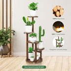 4 Tier Tall Plant Stand Indoor, Wood Corner Plant Shelf for Multiple Plants, Sturdy Oval Tiered Flower Pot Holder Display Rack for Living Room Balcony Patio,Carbonized Wood
