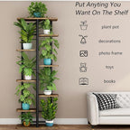 LINZINAR Plant Stand 8 Tier 9 Potted Multiple Flower Pot Holder Shelf Indoor Outdoor Planter Rack Storage Organizer for Patio Garden Corner Balcony Living Room (Black, 8 Tier)