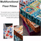 LINGXIYA Floor Pillow,Meditation Pillow for Floor,Bohemmia Style Yoga Cushion Floor Pad for Home Bay Window Party Garden Decoration,15.7"x15.7"x3.5",Blue